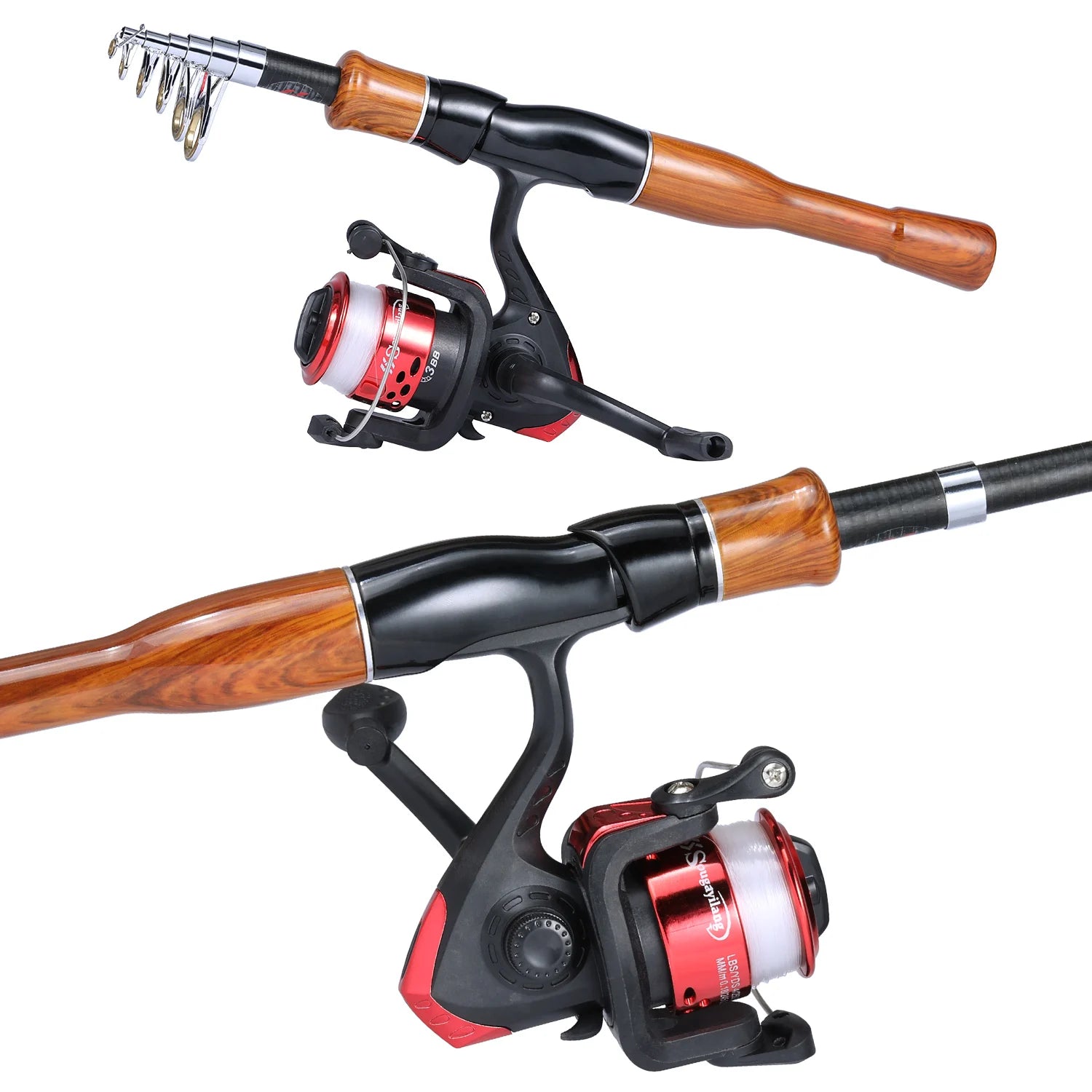 Sougayilang Spinning Fishing Combo 1.6m Carbon Fiber Spinning Rod and 5.2:1 High Speed Spinning Fishing Reel Fishing Kit Tackle