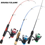 Sougayilang Ice Fishing Rod Combo Portable 2 Sections Ultralight Winter Fishing Rod and Reel Set 71cm 68cm Spinning Rod Set