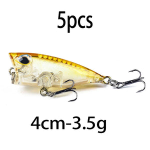 4cm 3.3g Mini Popper Crankbaits Fishing Lures Artificial Wobblers For Trolling Pike 3d Eyes Fish Topwater Swimbait Minnow