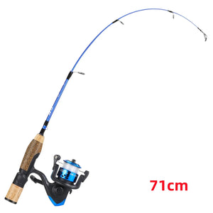 Sougayilang Ice Fishing Rod Combo Portable 2 Sections Ultralight Winter Fishing Rod and Reel Set 71cm 68cm Spinning Rod Set