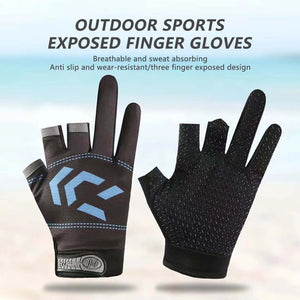 1/2 pair Fishing Gloves Sun Protection 3 Cut Fingers Anti-Slip Breathable Fishing Gloves Suitable for Outdoor Activities