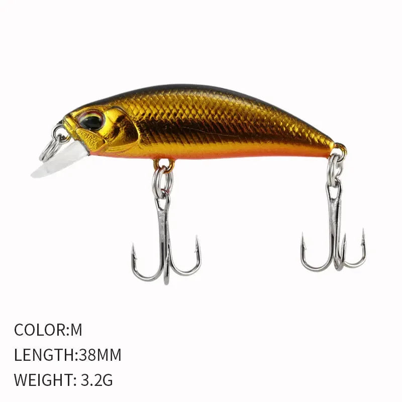 2024 Hot 38mm 3.2G Mini Sinking Minnow Fishing Lures Jerkbaits Peche Artificial Bait Wobbler Lure for Trout Bass Carp Fishing