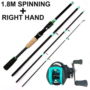 4/5 Sections Telescopic Lure Fishing Rod and 7.2:1 High Speed Gear Ratio Baitcasting Reel Portable Travel Fishing Tackle Combo