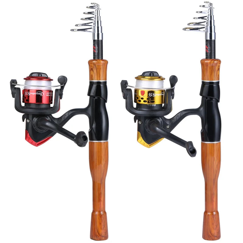 Sougayilang Spinning Fishing Combo 1.6m Carbon Fiber Spinning Rod and 5.2:1 High Speed Spinning Fishing Reel Fishing Kit Tackle