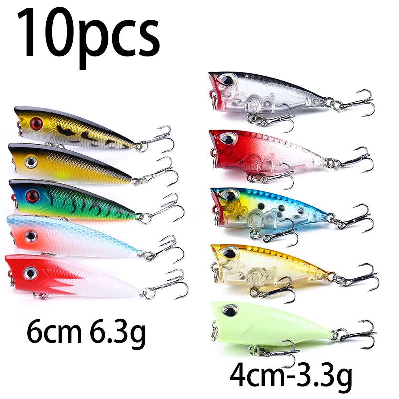 4cm 3.3g Mini Popper Crankbaits Fishing Lures Artificial Wobblers For Trolling Pike 3d Eyes Fish Topwater Swimbait Minnow