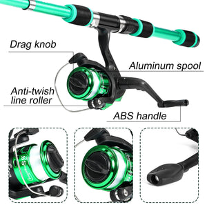 Sougayilang Telescopic Fishing Rod and Reel Set Portable Fiberglass Rod and 5.2:1Gear Ratio Reel with Fishing Hook Lure Line Kit