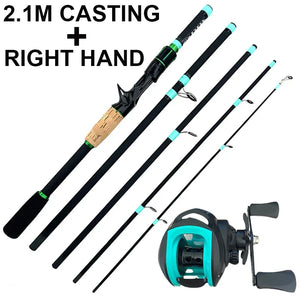 4/5 Sections Telescopic Lure Fishing Rod and 7.2:1 High Speed Gear Ratio Baitcasting Reel Portable Travel Fishing Tackle Combo