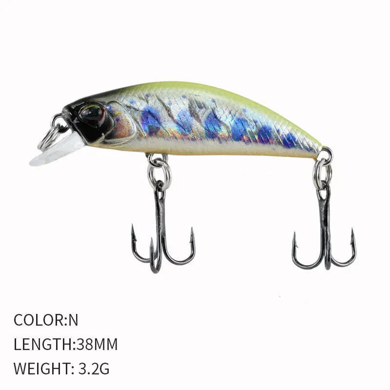 2024 Hot 38mm 3.2G Mini Sinking Minnow Fishing Lures Jerkbaits Peche Artificial Bait Wobbler Lure for Trout Bass Carp Fishing