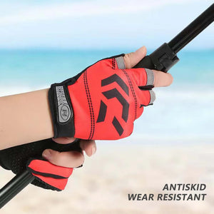 1/2 pair Fishing Gloves Sun Protection 3 Cut Fingers Anti-Slip Breathable Fishing Gloves Suitable for Outdoor Activities