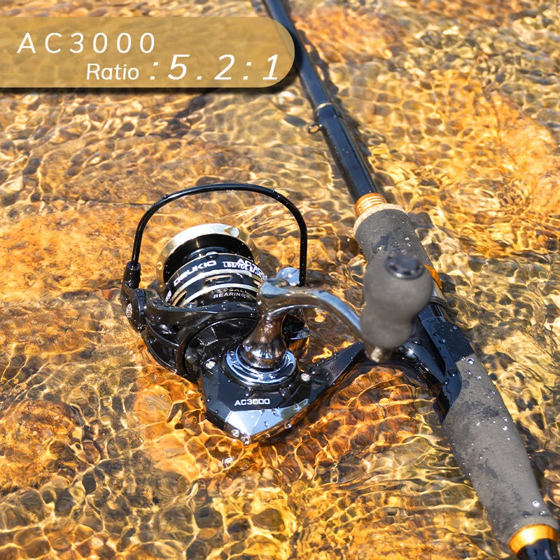 Fishing Rod Reel Combo 1.8 2.1m Carbon Fiber Spinning Rod and 5.2:1 Gear Ratio Spinning Reel Max Drag 8kg for Fresh Saltwater