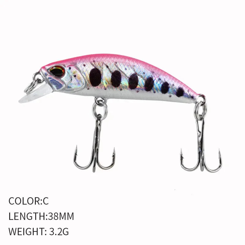 2024 Hot 38mm 3.2G Mini Sinking Minnow Fishing Lures Jerkbaits Peche Artificial Bait Wobbler Lure for Trout Bass Carp Fishing