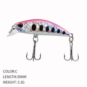 2024 Hot 38mm 3.2G Mini Sinking Minnow Fishing Lures Jerkbaits Peche Artificial Bait Wobbler Lure for Trout Bass Carp Fishing