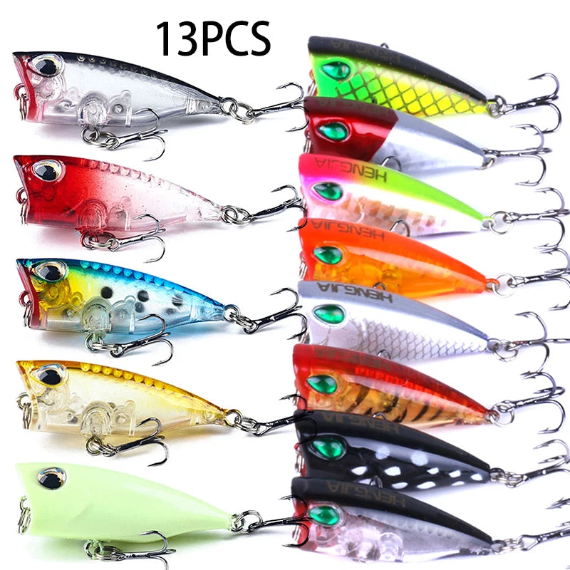 4cm 3.3g Mini Popper Crankbaits Fishing Lures Artificial Wobblers For Trolling Pike 3d Eyes Fish Topwater Swimbait Minnow