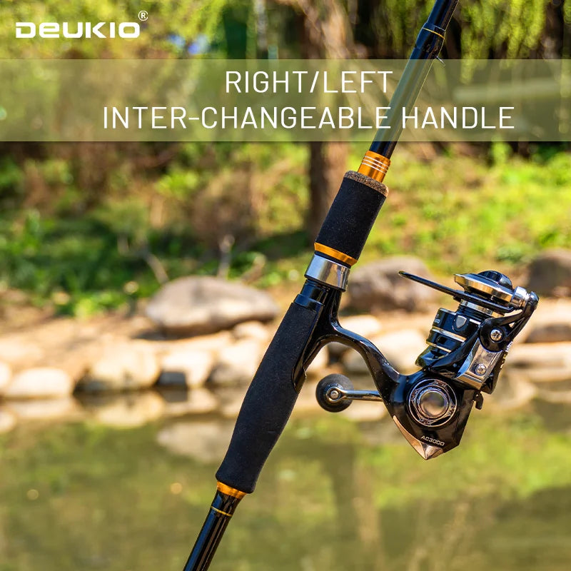 Fishing Rod Reel Combo 1.8 2.1m Carbon Fiber Spinning Rod and 5.2:1 Gear Ratio Spinning Reel Max Drag 8kg for Fresh Saltwater