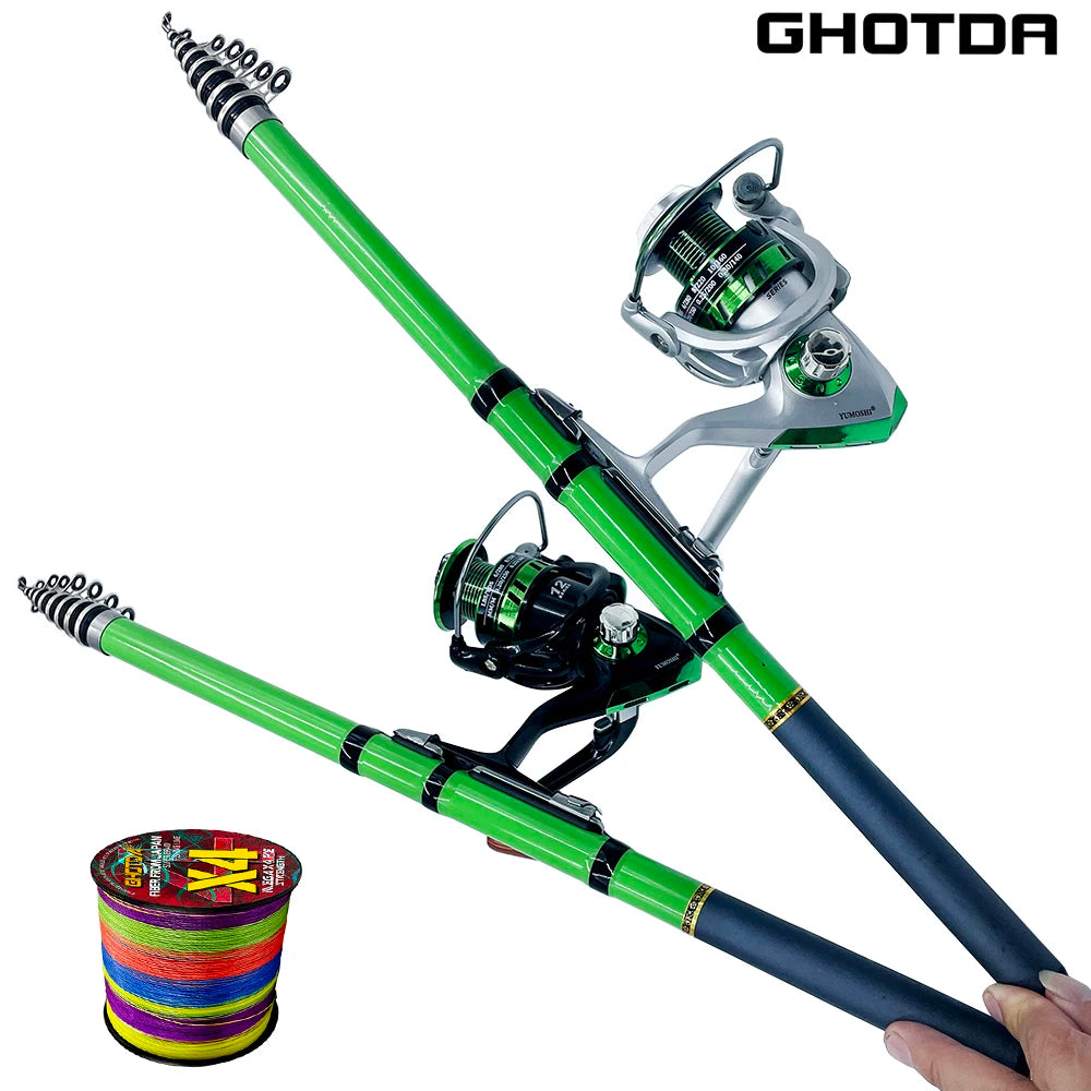 Spinning Fishing Set 1.5-3.0m Carbon Fiber Mini Spinning Fishing Rod and 5.5:1 Fishing Reel With Fishing Line Full Kit