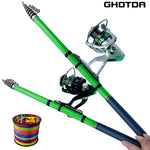 Spinning Fishing Set 1.5-3.0m Carbon Fiber Mini Spinning Fishing Rod and 5.5:1 Fishing Reel With Fishing Line Full Kit