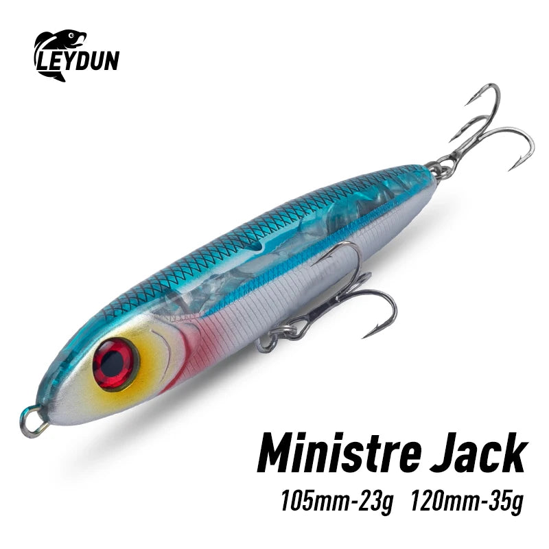LEYDUN Ministre Jack Stickbait Fishing Lures 105mm 23g 120mm 35g Sinking Pencil Good Swimming Hard Baits Sea Bass Wobblers Lure