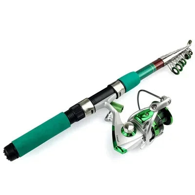 1pc Portable Fishing Rod Combo 2.1-3.6M Telescopic Carbon Fishing Rod With Fishing Reel1000-5000 Kit Carp Fishing Accessories