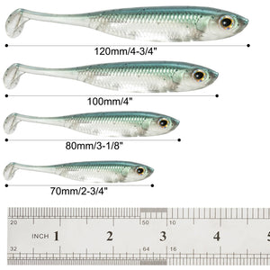 Dr.Fish 5/6pcs Fishing Soft Plastic Lures Silicone Bait Paddle Tail Shad Worm Swimbaits Freshwater Bass Trout 70mm 80mm 100mm