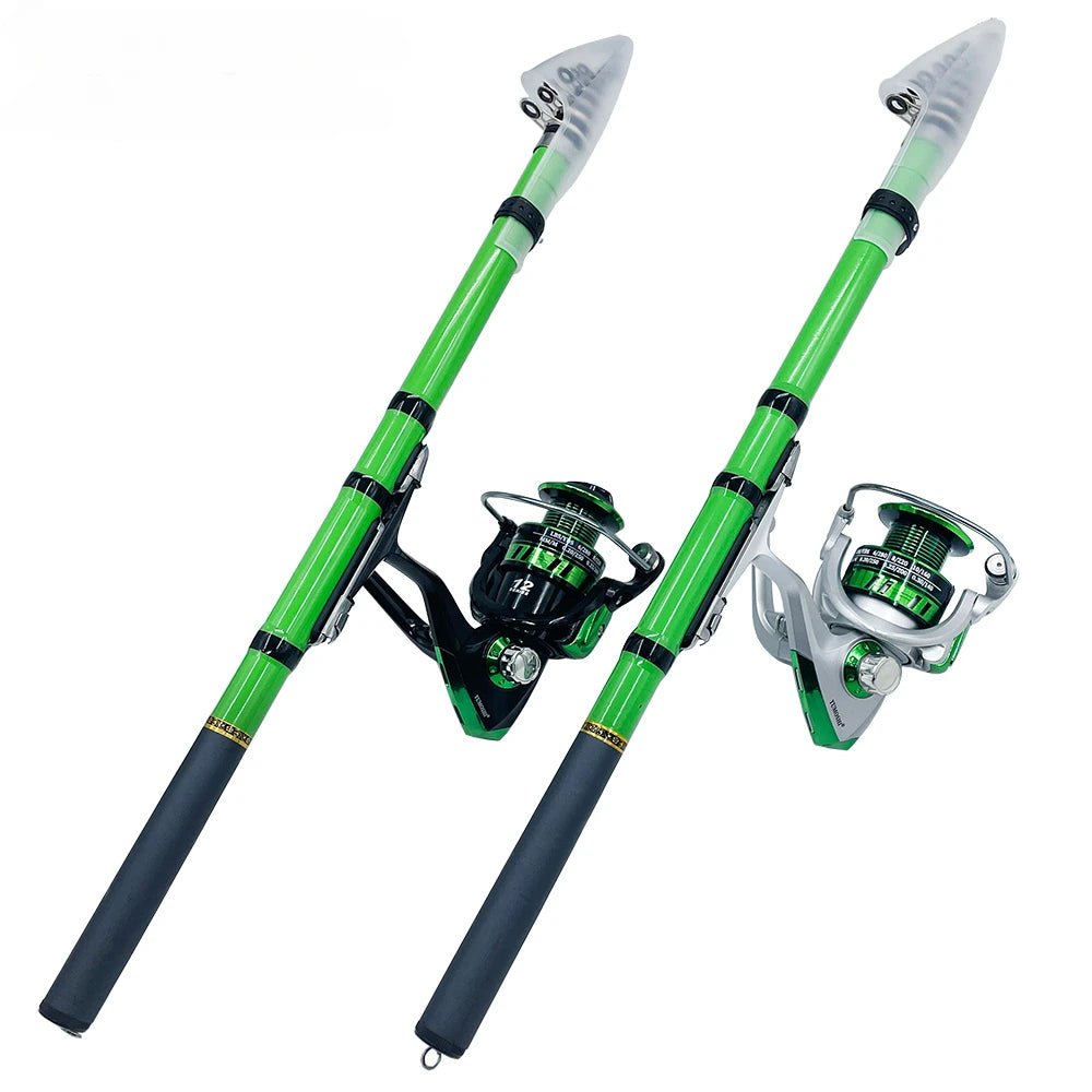 Spinning Fishing Set 1.5-3.0m Carbon Fiber Mini Spinning Fishing Rod and 5.5:1 Fishing Reel With Fishing Line Full Kit