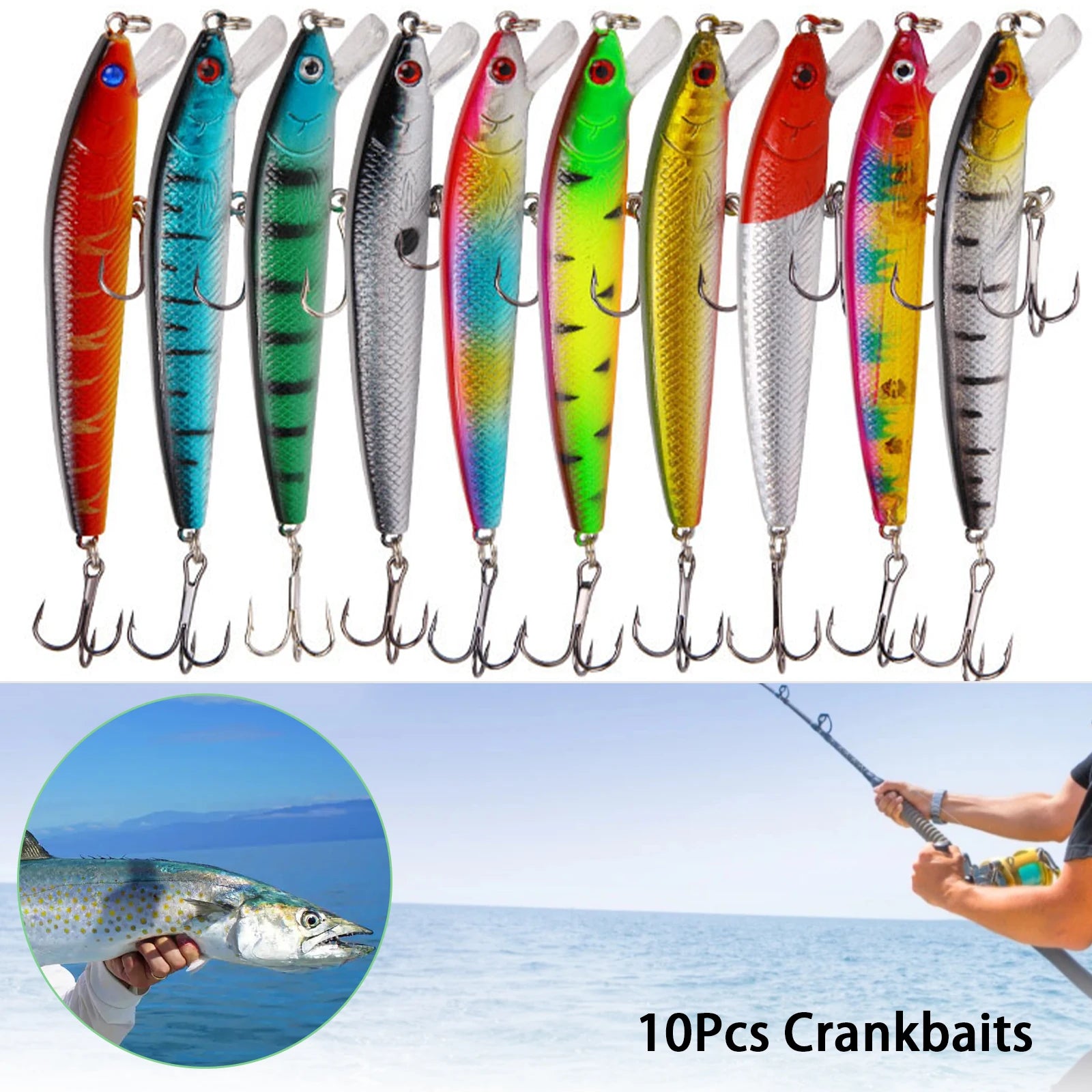 10PCs/Bag 8-11g 10cm bait new Luya bait bionic plastic fishing gear bait set Colorful bait Fish loves it best Efficient fishing