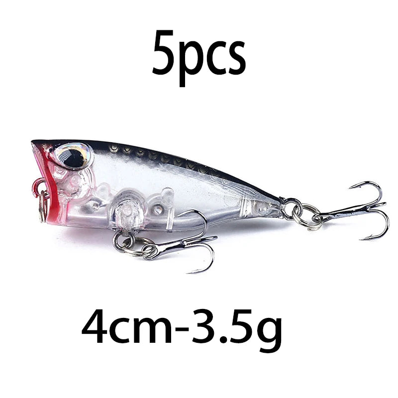 4cm 3.3g Mini Popper Crankbaits Fishing Lures Artificial Wobblers For Trolling Pike 3d Eyes Fish Topwater Swimbait Minnow