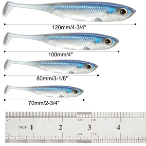 Dr.Fish 5/6pcs Fishing Soft Plastic Lures Silicone Bait Paddle Tail Shad Worm Swimbaits Freshwater Bass Trout 70mm 80mm 100mm